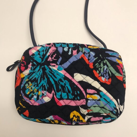 VERA BRADLEY Iconic RFID Little Crossbody Butterfly Flutter Navy Blue - Picture 3 of 6